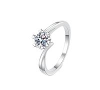 NXNONEPD Anneaux de femmes 18 K blanc, anneaux de mariage de mariée anneau solitaire avec un laboratoire rond diamant 0,5 cm anneaux