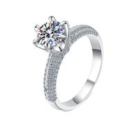 NXNONEPD Anneaux de femmes blancs, anneaux de mariage 18k anneaux de fiançailles anneau solitaire avec un diamant 2ct en laboratoire