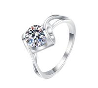 NXNONEPD Anneaux de femmes en blanc, 18 k anneaux de mariage pour femmes et bandes avec un anneau de diamant cultivé en forme de forme ronde 0,5ct