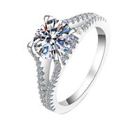 NXNONEPD Anneaux de femmes en blanc, 18K Anneaux de mariage Bands de mariage Ring à 4 degrés avec un laboratoire rond Diamond 2CT Anneaux