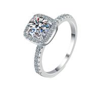 NXNONEPD Anneaux de mariage pour femmes 18K blanc, alliance pour femmes pour les femmes Eternity Square Halo Ring avec un diamant cultivé en laboratoire 1ct Ring