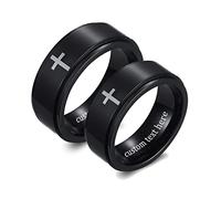 NXNONEPD Anneaux en acier inoxydable Bande de mariage Rotation de 8 mm avec des ensembles d'anneaux de mariage à motif croisé