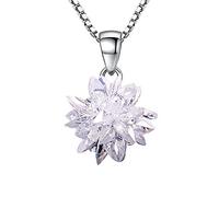 NXNONEPD Argent sterling argent dames fine bijoux en trois dimensions en cristal en zircone collier pendentif longueur 45 cm