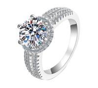 NXNONEPD Bague de mariage Femmes blanches, 18k promesses Bandes de bague Solitaire Ring avec des anneaux diamant 2Ct en laboratoire