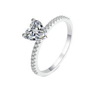 NXNONEPD Bagues de fiançailles blanches Femmes, anneaux de mariage 18K pour les femmes Ring Heart With Lab Grown Diamond 2CT Ring