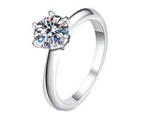 NXNONEPD Band de mariage 18K blanc, bague de mariage Femmes 6-prong Ring avec des anneaux de diamant de diamant cultivé en laboratoire