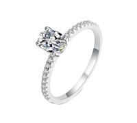 NXNONEPD Bandes de fiançailles pour femmes blanches, 18 km de bague de fiançailles avec ovale laboratoire diamant 1ct anneaux