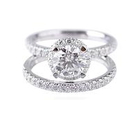 NXNONEPD Bands de mariage féminins 18K blanc, anneau de mariage de fiançailles 2 anneaux set avec 2Ct Ring Moisanite Taille H 1/2-X 1/2