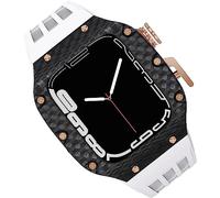 NXNONEPD Carbon Fiber Watch Case Fluorine Rubber Strap，For 8/7/6/5/4/SE 44mm 45mm 49mm，Titanium Metal Frame Bumper Sport Waterproof Bands 316L Stainless Steel Clasp