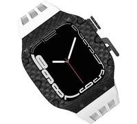 NXNONEPD Carbon Fiber Watch Case Fluorine Rubber Strap，For 8/7/6/5/4/SE 44mm 45mm 49mm，Titanium Metal Frame Bumper Sport Waterproof Bands 316L Stainless Steel Clasp
