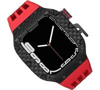 NXNONEPD Carbon Fiber Watch Case Fluorine Rubber Strap，For 8/7/6/5/4/SE 44mm 45mm 49mm，Titanium Metal Frame Bumper Sport Waterproof Bands 316L Stainless Steel Clasp