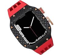 NXNONEPD Carbon Fiber Watch Case Fluorine Rubber Strap，For 8/7/6/5/4/SE 44mm 45mm 49mm，Titanium Metal Frame Bumper Sport Waterproof Bands 316L Stainless Steel Clasp