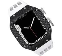 NXNONEPD Carbon Fiber Watch Case Fluorine Rubber Strap，For 8/7/6/5/4/SE 44mm 45mm 49mm，Titanium Metal Frame Bumper Sport Waterproof Bands 316L Stainless Steel Clasp