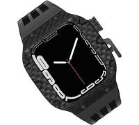 NXNONEPD Carbon Fiber Watch Case Fluorine Rubber Strap，For 8/7/6/5/4/SE 44mm 45mm 49mm，Titanium Metal Frame Bumper Sport Waterproof Bands 316L Stainless Steel Clasp