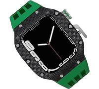 NXNONEPD Carbon Fiber Watch Case Fluorine Rubber Strap，For 8/7/6/5/4/SE 44mm 45mm 49mm，Titanium Metal Frame Bumper Sport Waterproof Bands 316L Stainless Steel Clasp