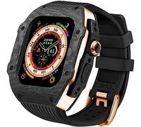 NXNONEPD Carbon Fiber Watch Case Rubber Band,For 9 8 7 6 5 4 SE Replacement,Men Watch Case Straps Clasp Mod Kit,For Iwatch Series 45mm 44mm 49mm Accessories