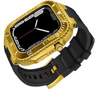 NXNONEPD Ceramics Bezel With Silicone Watch Strap Mod Kit，For Series 8 7 45mm，Modified Set Steel Cover With Band，For iwatch 6 5 4 SE 44mm