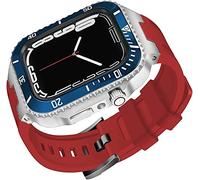 NXNONEPD Ceramics Bezel With Silicone Watch Strap Mod Kit，For Series 8 7 45mm，Modified Set Steel Cover With Band，For iwatch 6 5 4 SE 44mm