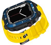 NXNONEPD Ceramics Bezel With Silicone Watch Strap Mod Kit，For Series 8 7 45mm，Modified Set Steel Cover With Band，For iwatch 6 5 4 SE 44mm