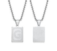 NXNONEPD Collier du Nouvel An, collier géométrique pour femmes, autre type de chaîne, acier inoxydable, lettre carrée de lettre, collier d'anniversaire pour femmes
