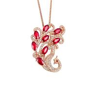 NXNONEPD Colliers de rubis pour femmes, collier de pendentif jaune avec un collier de rubis rouge et diamant de 1,31ct