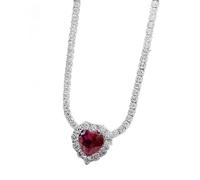 NXNONEPD Gszcczs argent sterling argent 8 * 8 mm coeur rubis haut carbone diamant pendentif collier pour les femmes bijoux scintillantes cadeaux