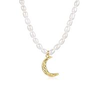 NXNONEPD GSZCCZS Collier Link Cubain, Collier de perle de chaîne de liaison en acier inoxydable avec collier pendentif ovale de perles ovale
