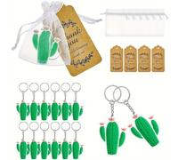 NXNONEPD Keychains de cactus mignons décorations de cactus avec des étiquettes de remerciement kraft et des sacs à organza blanc décorations de baby shower