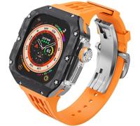 NXNONEPD Premium Carbon Fiber Watch Case Rubber Band，For Ultra 2 49mm Series Replacement，Men Watch Case Straps Clasp Mod Kit，For Iwatch Series 49mm Accessories