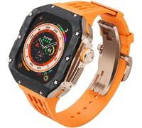 NXNONEPD Premium Carbon Fiber Watch Case Rubber Band，For Ultra 2 49mm Series Replacement，Men Watch Case Straps Clasp Mod Kit，For Iwatch Series 49mm Accessories