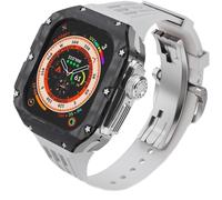 NXNONEPD Premium Carbon Fiber Watch Case Rubber Band，For Ultra 2 49mm Series Replacement，Men Watch Case Straps Clasp Mod Kit，For Iwatch Series 49mm Accessories