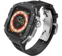 NXNONEPD Premium Carbon Fiber Watch Case Rubber Band，For Ultra 2 49mm Series Replacement，Men Watch Case Straps Clasp Mod Kit，For Iwatch Series 49mm Accessories