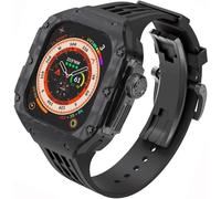NXNONEPD Premium Carbon Fiber Watch Case Rubber Band，For Ultra 2 49mm Series Replacement，Men Watch Case Straps Clasp Mod Kit，For Iwatch Series 49mm Accessories