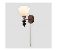 NXNONEPD Retro Farmhouse Industrial Wall Sconce Vintage Wood Base Clear Glass Shade Wall Mounted Light with Pull Chain Hardwired G9 Lamp for Bedroom Living Room Entryway Dining Room Lighting