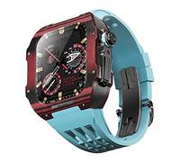 NXNONEPD Rubber Watch Band Carbon Fiber Case，For Series 9 8 7 6 5 4 SE 44mm 45mm Watch Upgrade Replacement Kit Rugged Protector Bumper Luxury Straps