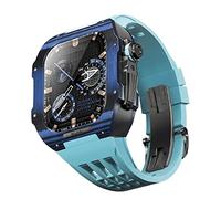 NXNONEPD Rubber Watch Band Carbon Fiber Case,For Series 9 8 7 6 5 4 SE 44mm 45mm Watch Upgrade Replacement Kit Rugged Protector Bumper Luxury Straps