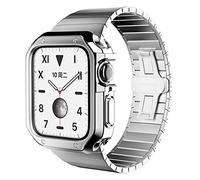 NXNONEPD Stainless Steel Strap+Case for Watch 7 6 Se 5 4 3 2 40Mm 44Mm 38Mm 42Mm Band Metal Bumper Frame Cover/Gold/42Mm