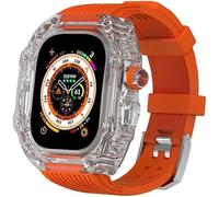 NXNONEPD Transparent Crystal Watch Case Fluorine Rubber Band,For Series Ultra 9 8 7 6 5 SE 45mm 44mm Replacement,Clear Watch Case Strap Mod Kit Accessories