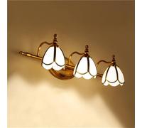 NXNONEPD Vintage Brushed Antique Vanity Lights Modern Bath Mirror Lamps Over Mirror E14 French Art Wall Lamp with White Glass Shade(2-Head)