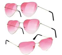 NXPUXP 3 paires de lunettes en forme de cœur, lunettes de soleil hippie, lunettes de soleil rétro en forme de cœur dégradé rose, lunettes à monture dorée rétro(V2)