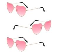 NXPUXP 3 paires de lunettes en forme de cœur, lunettes de soleil hippie, lunettes de soleil rétro en forme de cœur dégradé rose, lunettes à monture dorée rétro