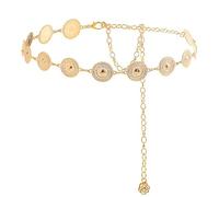 NXPUXP Ceinture concho occidentale en métal, chaîne concho cowgirl, chaîne de taille réglable pour femme, convient pour les robes, jeans, costumes, rond, Gold