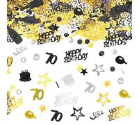NXPUXP Confettis de 70e anniversaire,confettis joyeux anniversaire, décoration de table d'anniversaire,décoration de table,décoration de maison,fête d'anniversaire (or noir 70e)