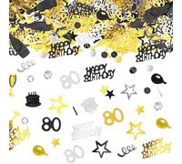 NXPUXP Confettis de 80e anniversaire,confettis joyeux anniversaire, décoration de table d'anniversaire,décoration de table,décoration de maison,fête d'anniversaire (or noir 80e)