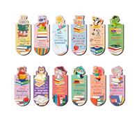 NXPUXP Lot De 12 Marque-Pages Magnétiques Animaux,Marque-Pages Magnétiques Pour Enfants,Citations Allemandes Sur La Lecture,Petits Cadeaux Pour Enfants Et Étudiants (Allemand-C)