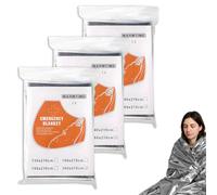 NXPUXP Lot de 3 Couvertures de Survie,Couvertures Thermiques d'urgence Indéchirable & Imperméable,Couverture Survie Or/Argent, 210x160cm-B