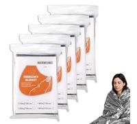 NXPUXP Lot de 5 Couvertures de Survie,Couvertures Thermiques d'urgence Indéchirable & Imperméable,Couverture Survie Or/Argent,210x160cm-B