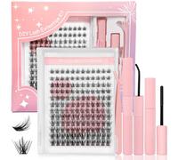 NXPZ 144 Pcs Kit Extensions de Cils Réutilisables, Longueurs Mixte 8-16 mm, Complet avec Colle, Sceau, Dissolvant, Pince & Brosse, Application DIY Facile à la Maison, Idéal Débutants