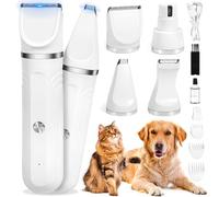 NXPZ 4-en-1 Tondeuse Chien Chat Professionnelle Sans Fil, Tondeuse Animaux Silencieuse, avec 4 Têtes de Coupe Multifonctions, Charge USB-C, pour Pattes, Yeux, Oreilles et Visage de Chats et Chiens