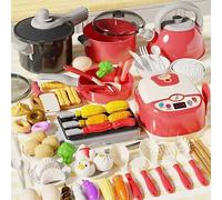 NXPZ Accessoire Cuisine Enfant, Jouet de Jeu de Rôle de Chef pour Enfants, Ustensiles de Cuisine Jouet avec Pots et Casseroles, Adapté Aux Garçons et Aux Filles de 3 à 8 Ans (68Pcs)